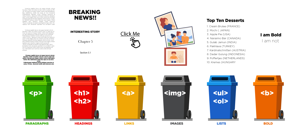 illustration of recyclin bins